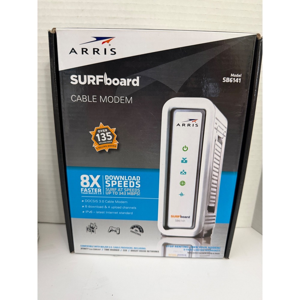Arris SURFboard SB6141 DOCSIS 3.0 Cable Modem 343‎ Mbps White 581902-022-00